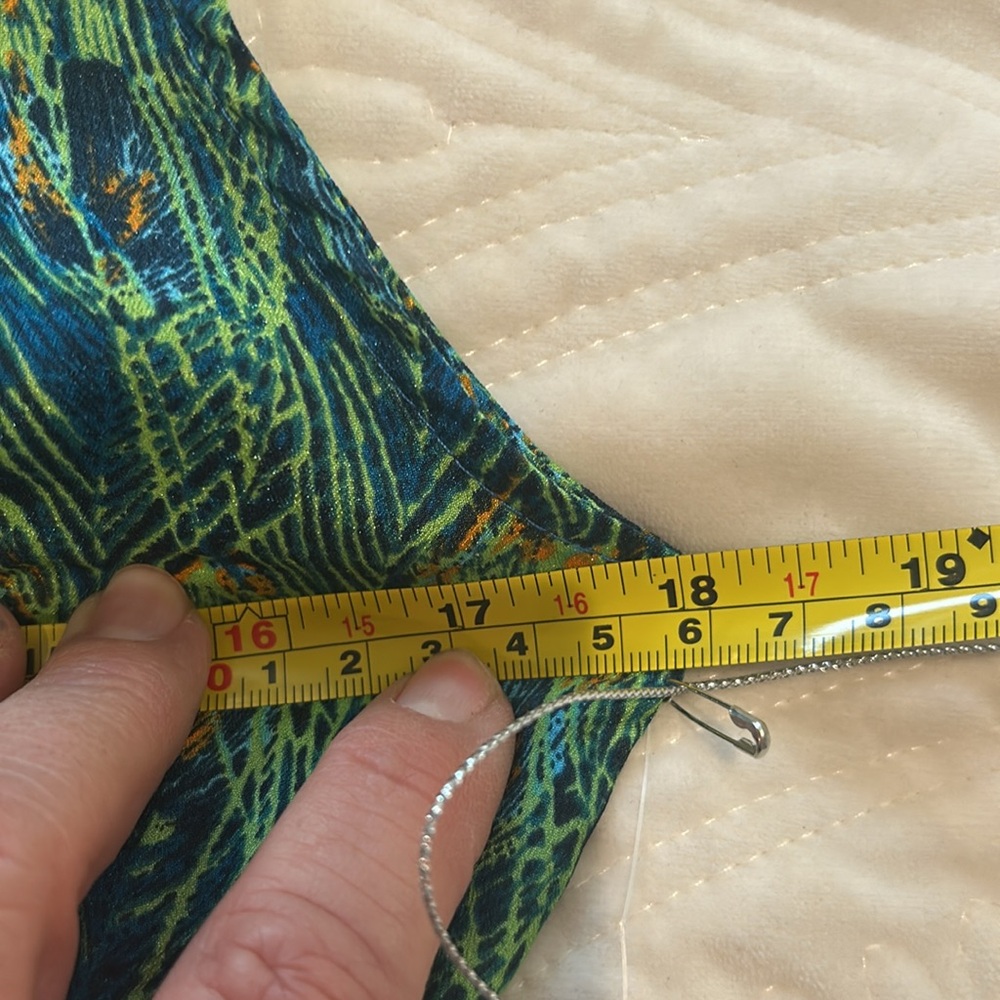 Peacock Feather Print Silky Sundress-sz M-NWT - Picture 8 of 13